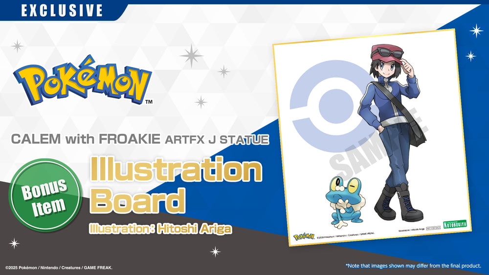 Pokémon CALEM with FROAKIE ARTFX J STATUE Illustration Board (by Hitoshi Ariga)